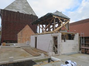 Einbindung des Fachwerks aus dem Altbau mit dem Neubau